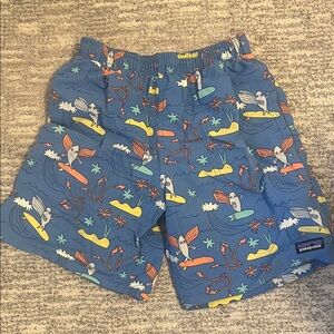 Patagonia Boys Baggies Blue Tropical Print Shorts